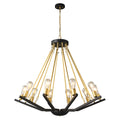 Industrial Two-Tone Frame Geometric BlackGold Wagon Wheel Chandelier