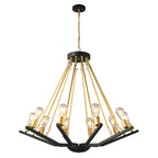 Industrial Two-Tone Frame Geometric BlackGold Wagon Wheel Chandelier