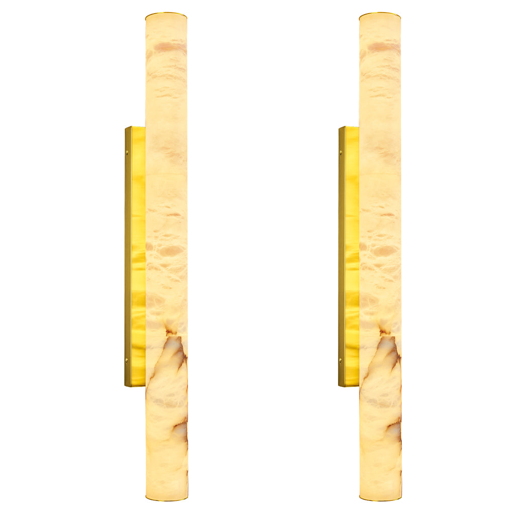 Minimalist Long Cylinder Natural Alabaster Stone LED Wall Sconce