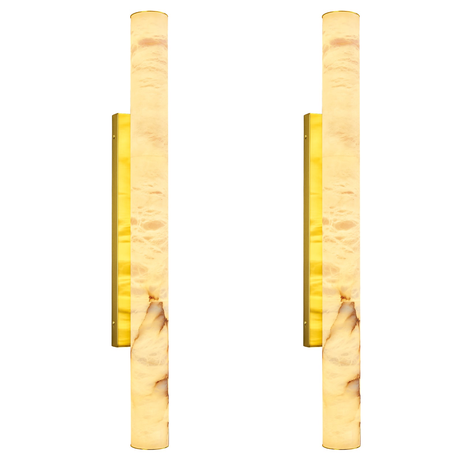 Minimalist Long Cylinder Natural Alabaster Stone LED Wall Sconce