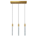 Modern Cylinder Bubble Linear Hanging Crystal LED Pendant Light