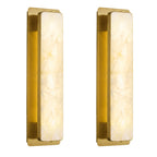 Modern Vertical Rectangular Natural Alabaster Stone LED Wall Sconce