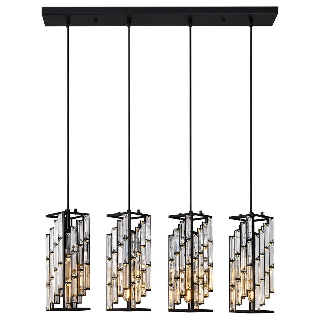 Luxury Frame Rectangular Crystal Linear Pendant Light