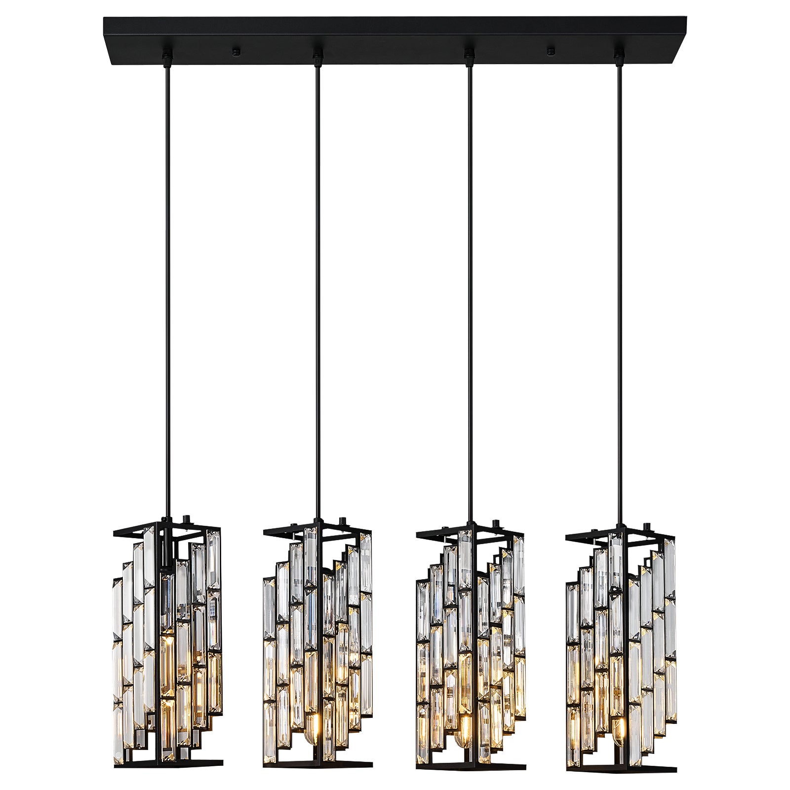 Luxury Frame Rectangular Crystal Linear Pendant Light