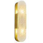 Minimal Luxury Elongated Oval Natural Alabaster Stone Wall Sconce