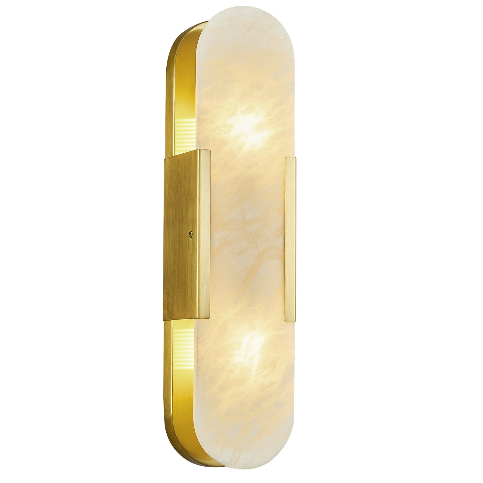 Minimal Luxury Elongated Oval Natural Alabaster Stone Wall Sconce