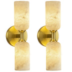 Modern Transitional Vertical Double Cylinder Natural Alabaster Wall Sconce