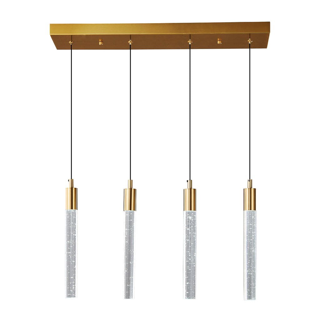Modern Cylinder Bubble Linear Hanging Crystal LED Pendant Light