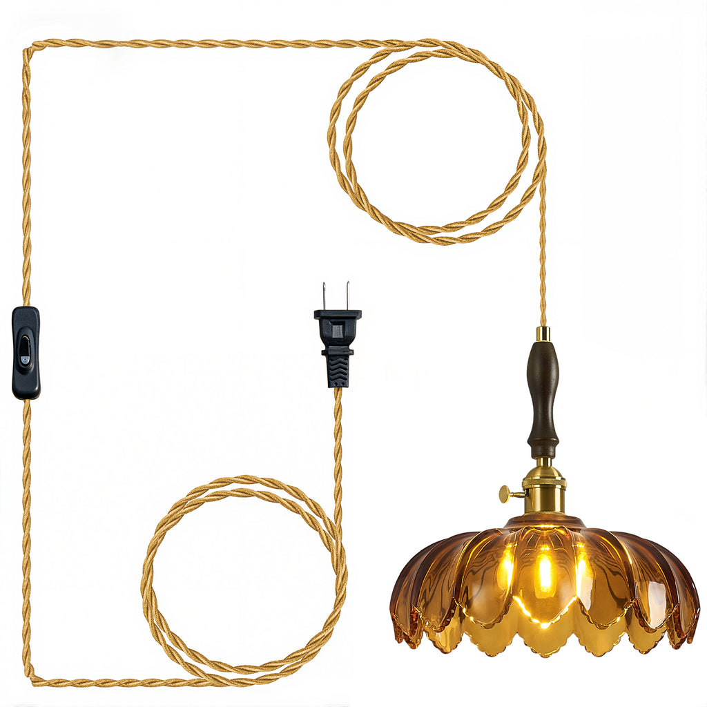 Retro Scalloped Petal Glass Hanging Pendant Light