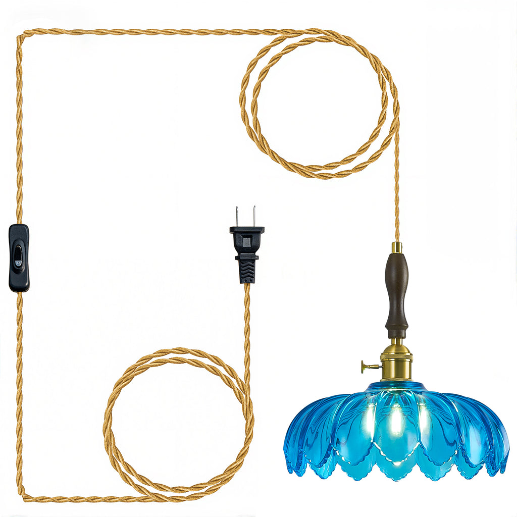 Retro Scalloped Petal Glass Hanging Pendant Light