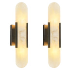 Vertical Long Oval Natural Alabaster Wall Sconce