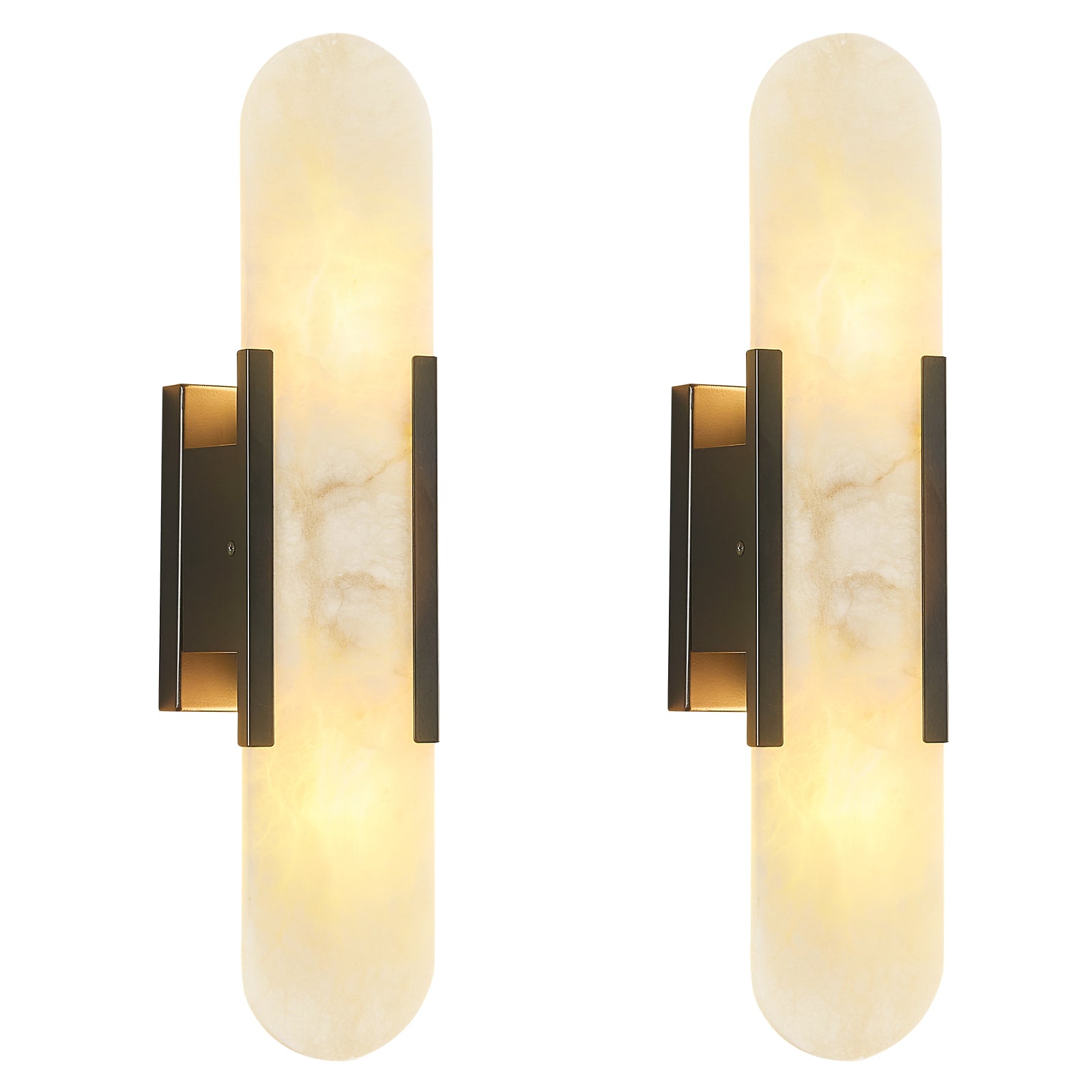 Vertical Long Oval Natural Alabaster Wall Sconce
