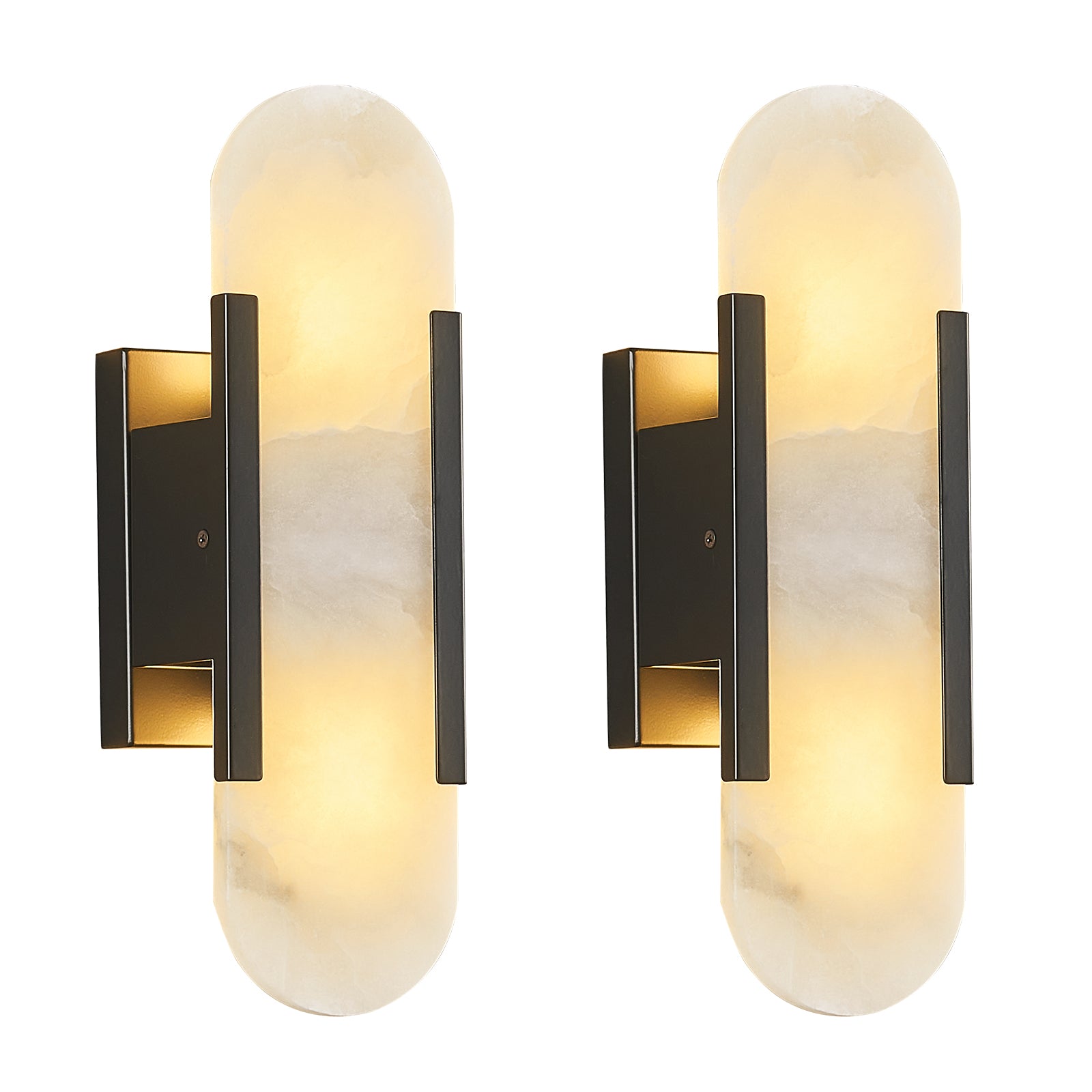 Vertical Long Oval Natural Alabaster Wall Sconce