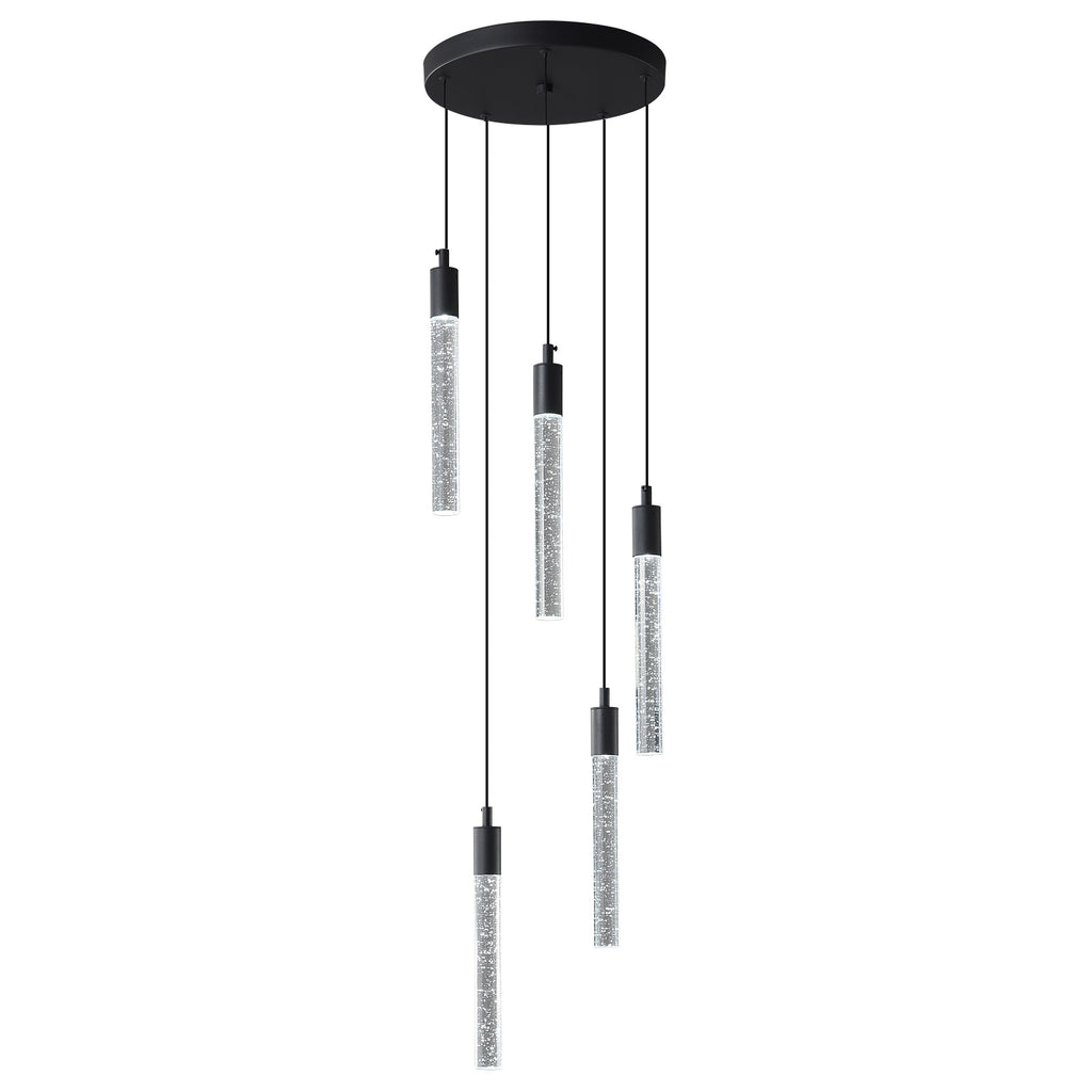 Modern Cylinder Bubble Linear Hanging Crystal LED Pendant Light