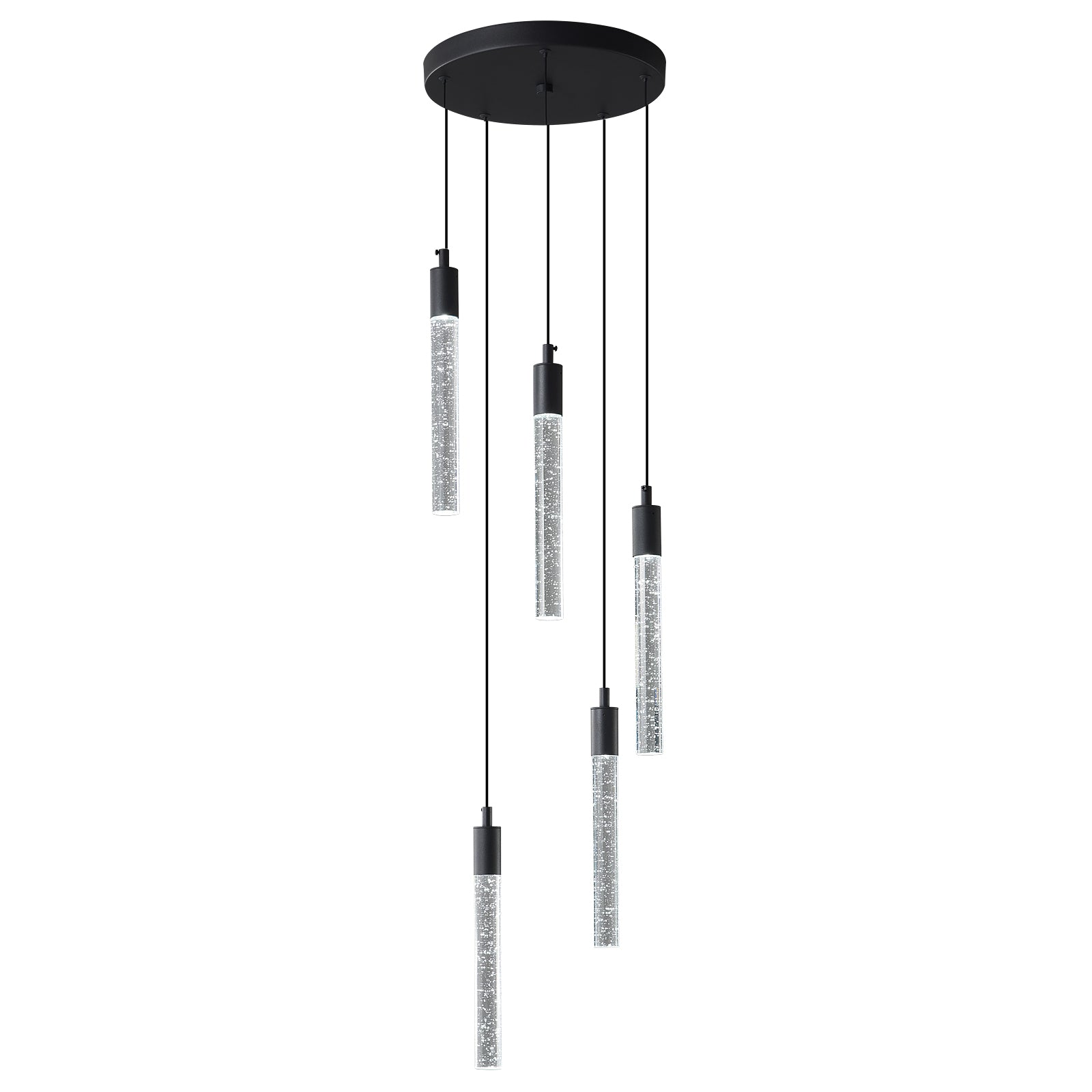 Modern Cylinder Bubble Linear Hanging Crystal LED Pendant Light