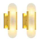 Vertical Long Oval Natural Alabaster Wall Sconce