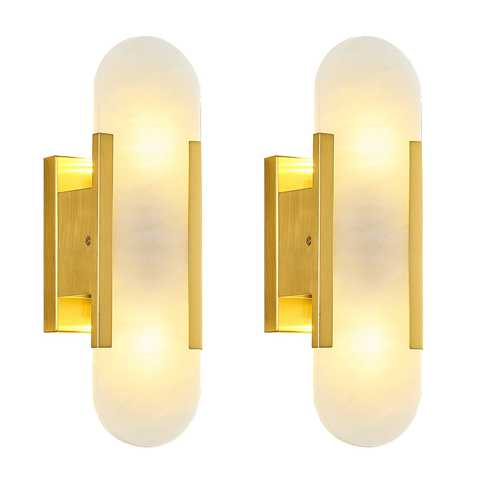 Vertical Long Oval Natural Alabaster Wall Sconce