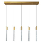 Modern Cylinder Bubble Linear Hanging Crystal LED Pendant Light