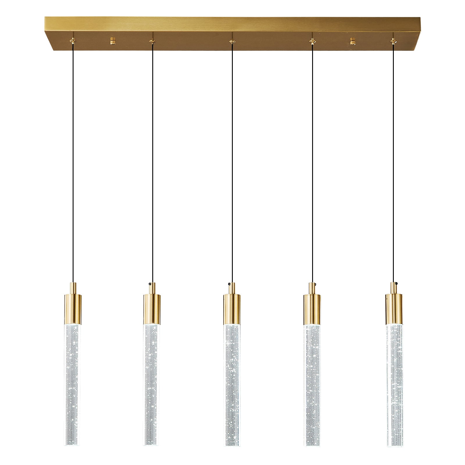 Modern Cylinder Bubble Linear Hanging Crystal LED Pendant Light