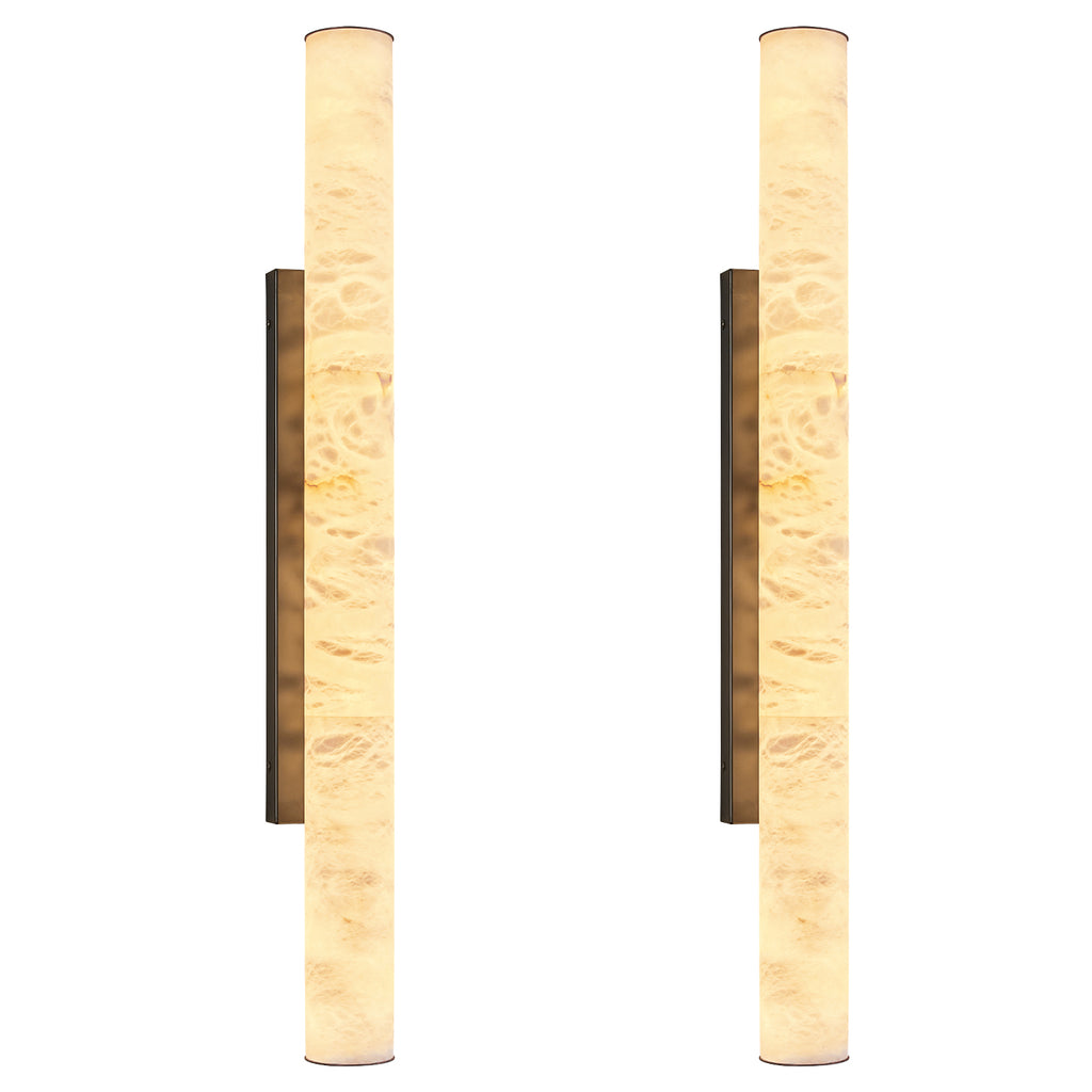 Minimalist Long Cylinder Natural Alabaster Stone LED Wall Sconce