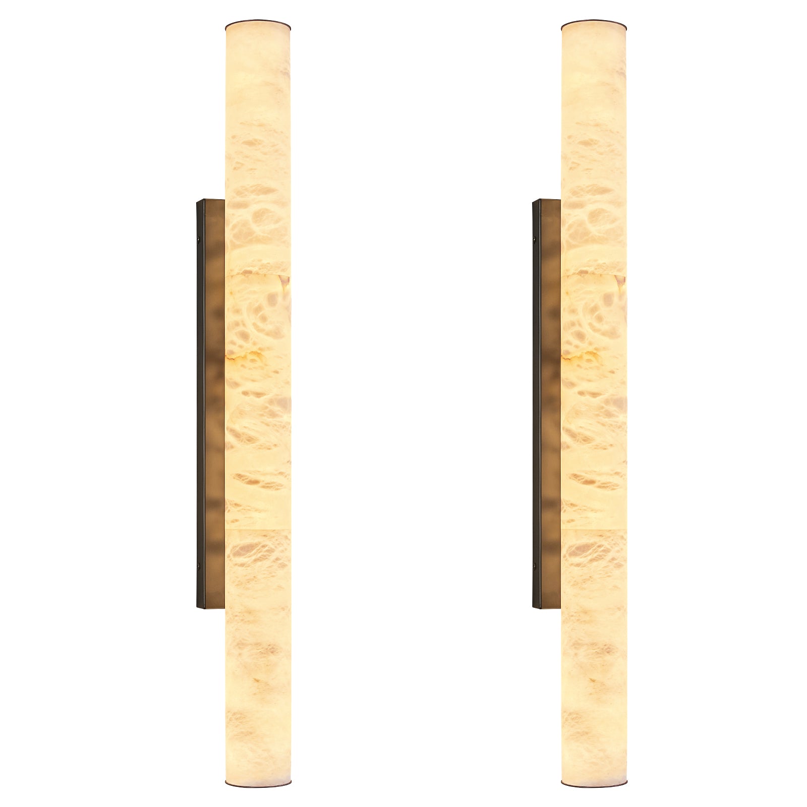 Minimalist Long Cylinder Natural Alabaster Stone LED Wall Sconce