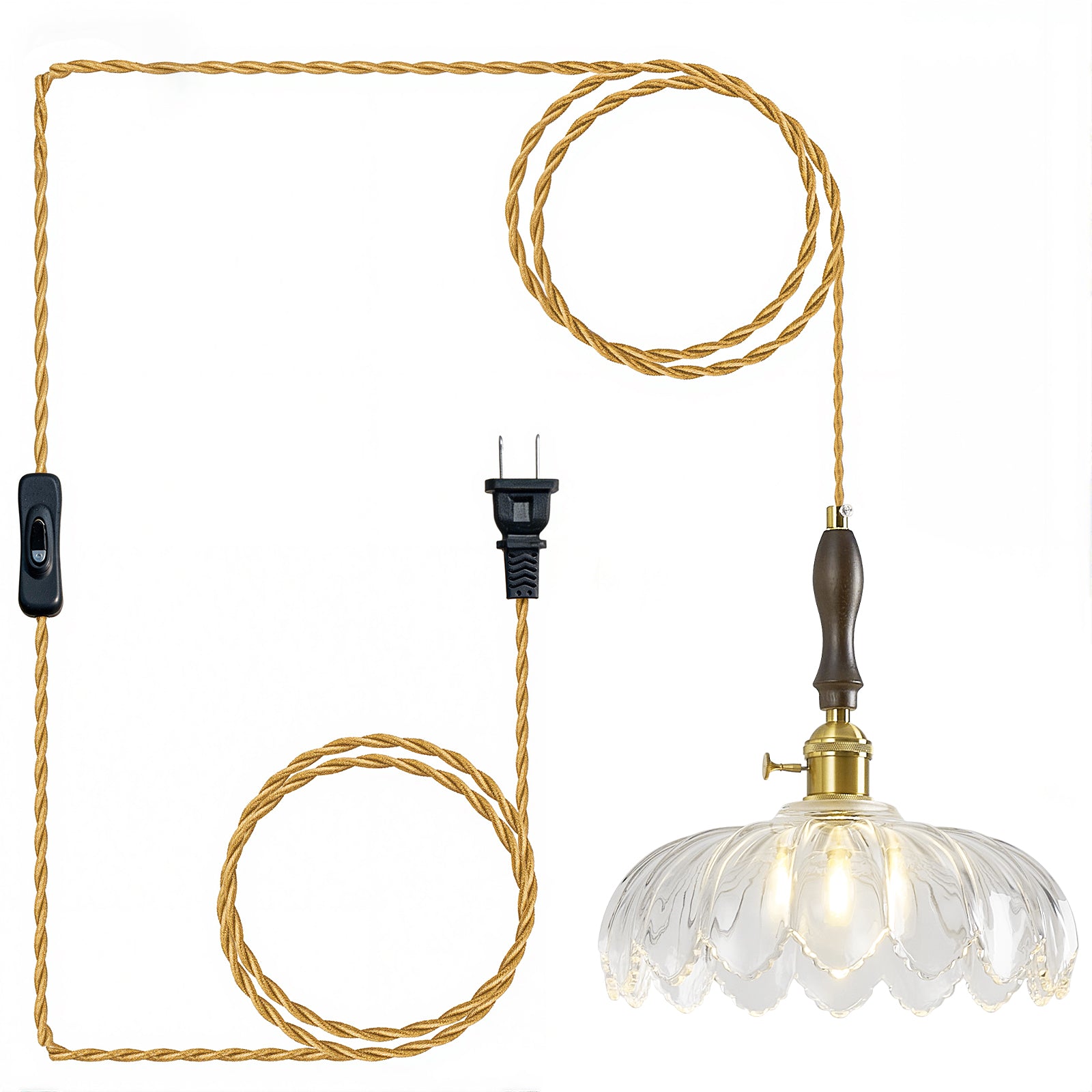 Retro Scalloped Petal Glass Hanging Pendant Light