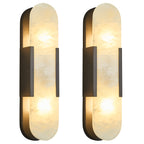 Minimal Luxury Elongated Oval Natural Alabaster Stone Wall Sconce
