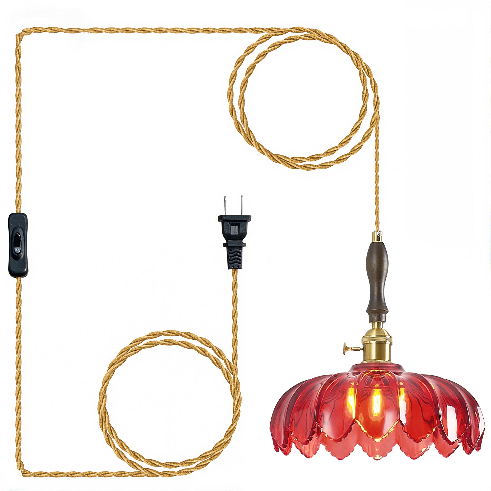 Retro Scalloped Petal Glass Hanging Pendant Light