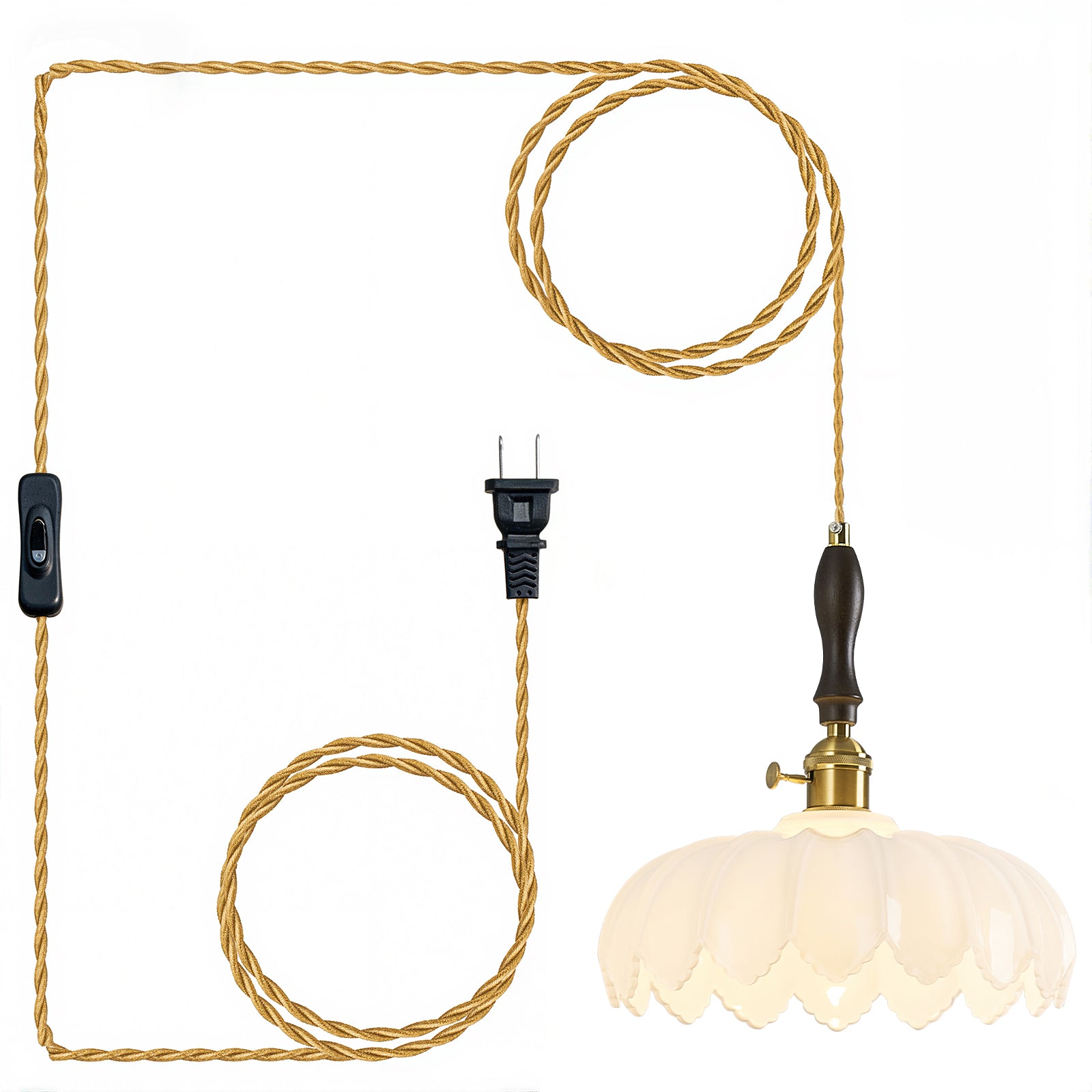 Retro Scalloped Petal Glass Hanging Pendant Light