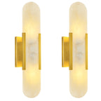 Vertical Long Oval Natural Alabaster Wall Sconce