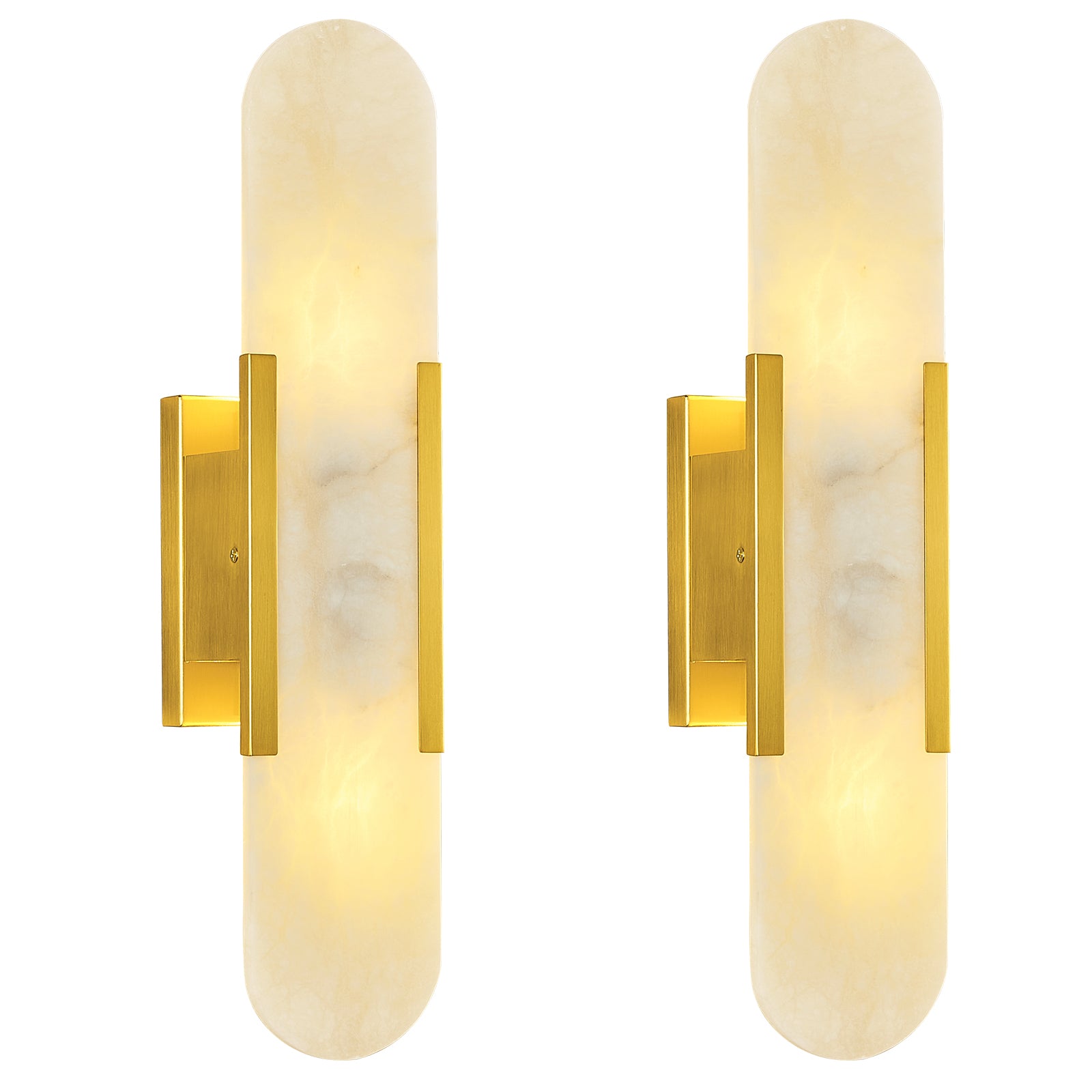 Vertical Long Oval Natural Alabaster Wall Sconce