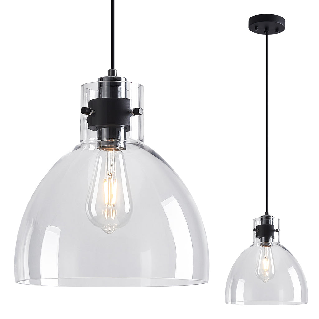 Industrial Farmhouse Dome Clear Glass Single Pendant Light