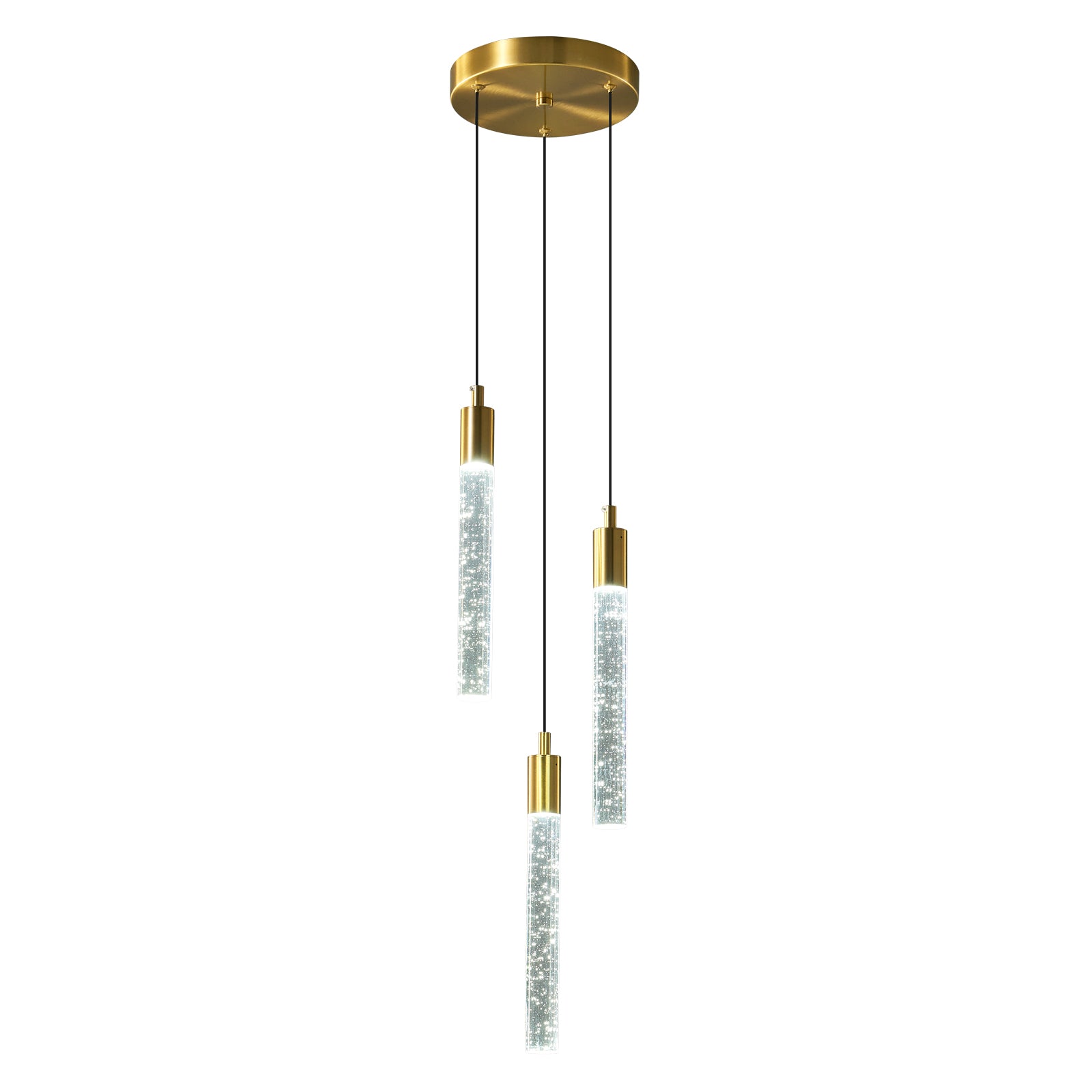 Modern Cylinder Bubble Linear Hanging Crystal LED Pendant Light