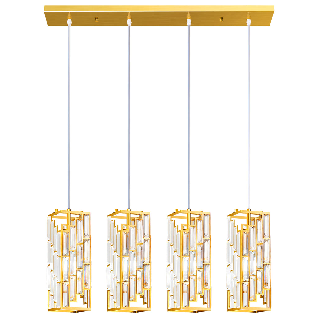 Luxury Frame Rectangular Crystal Linear Pendant Light