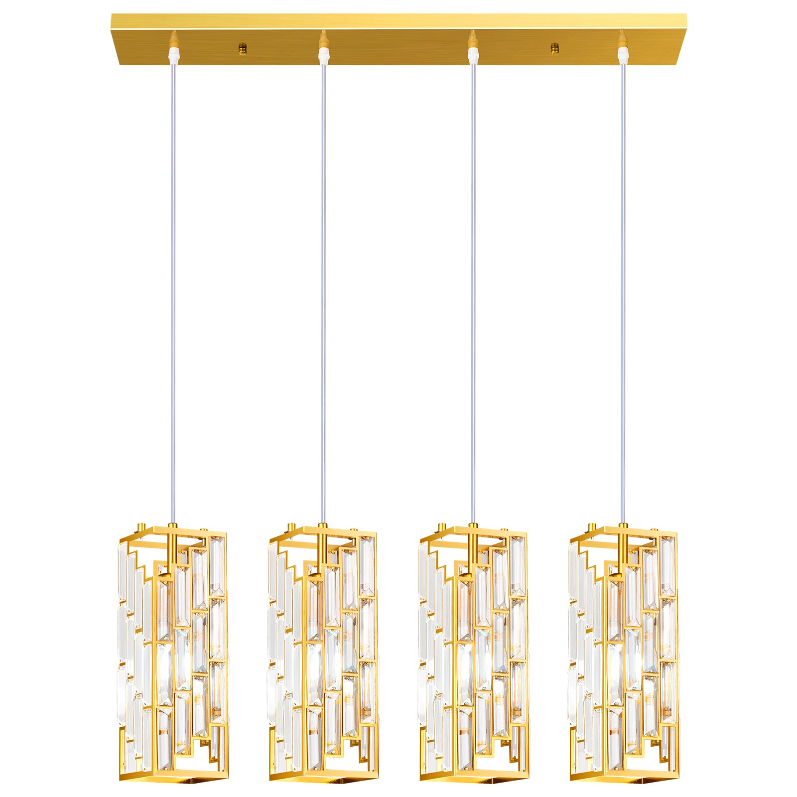 Luxury Frame Rectangular Crystal Linear Pendant Light