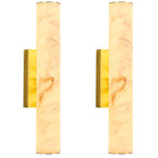 Minimalist Long Cylinder Natural Alabaster Stone LED Wall Sconce