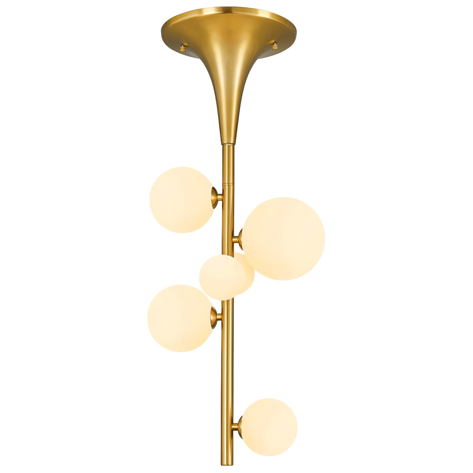 Milky White Glass Globe Trumpet Shape Semi Flush Mount Ceiling Light