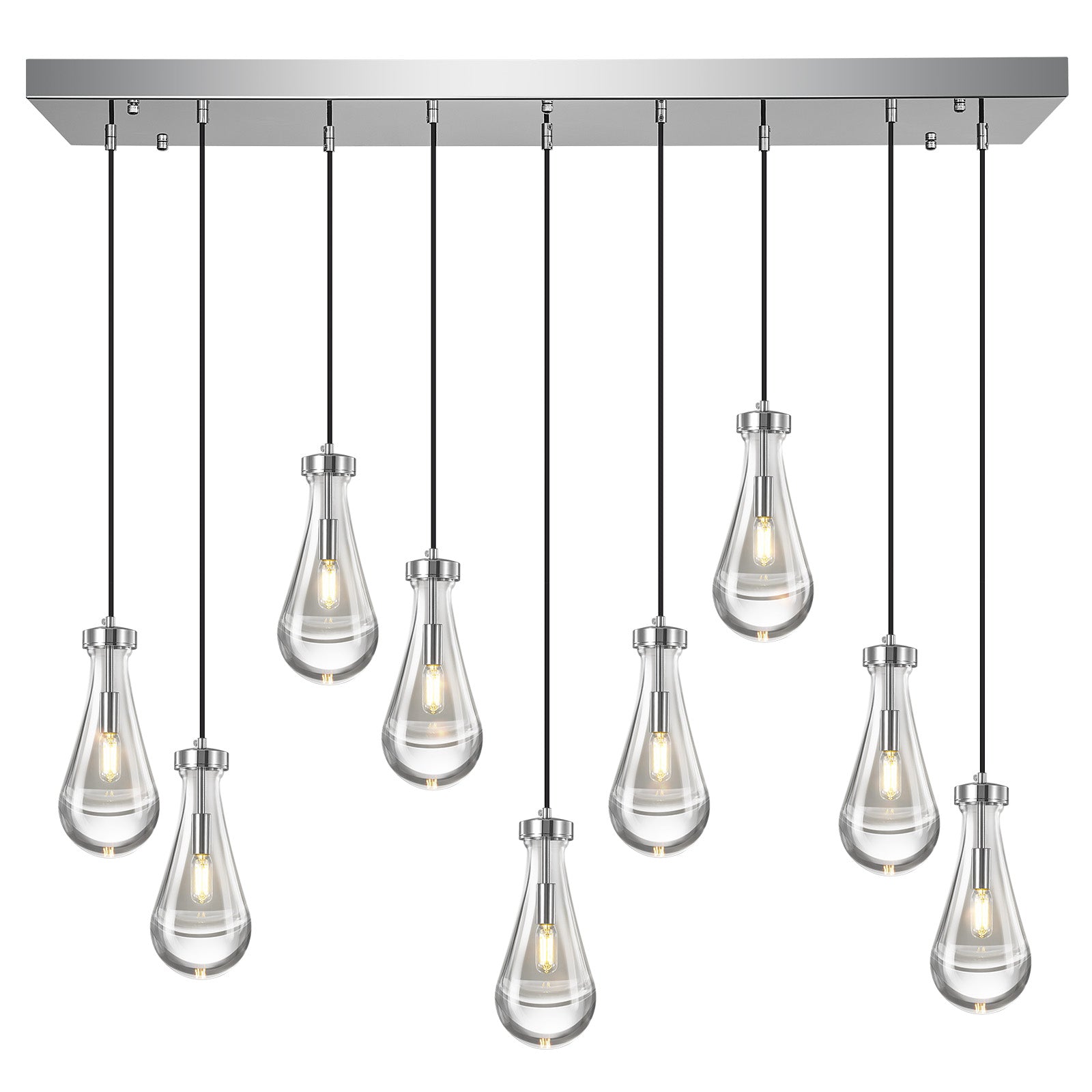 Raindrop Clear Solid Glass Adjustable Suspension Cord Pendant Light