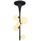 Milky White Glass Globe Trumpet Shape Semi Flush Mount Ceiling Light