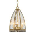 Farmhouse Brass Pendant Light with Hammered Glass