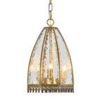 Farmhouse Brass Pendant Light with Hammered Glass