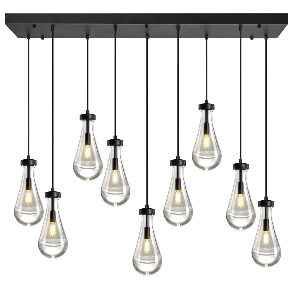 Raindrop Clear Solid Glass Adjustable Suspension Cord Pendant Light