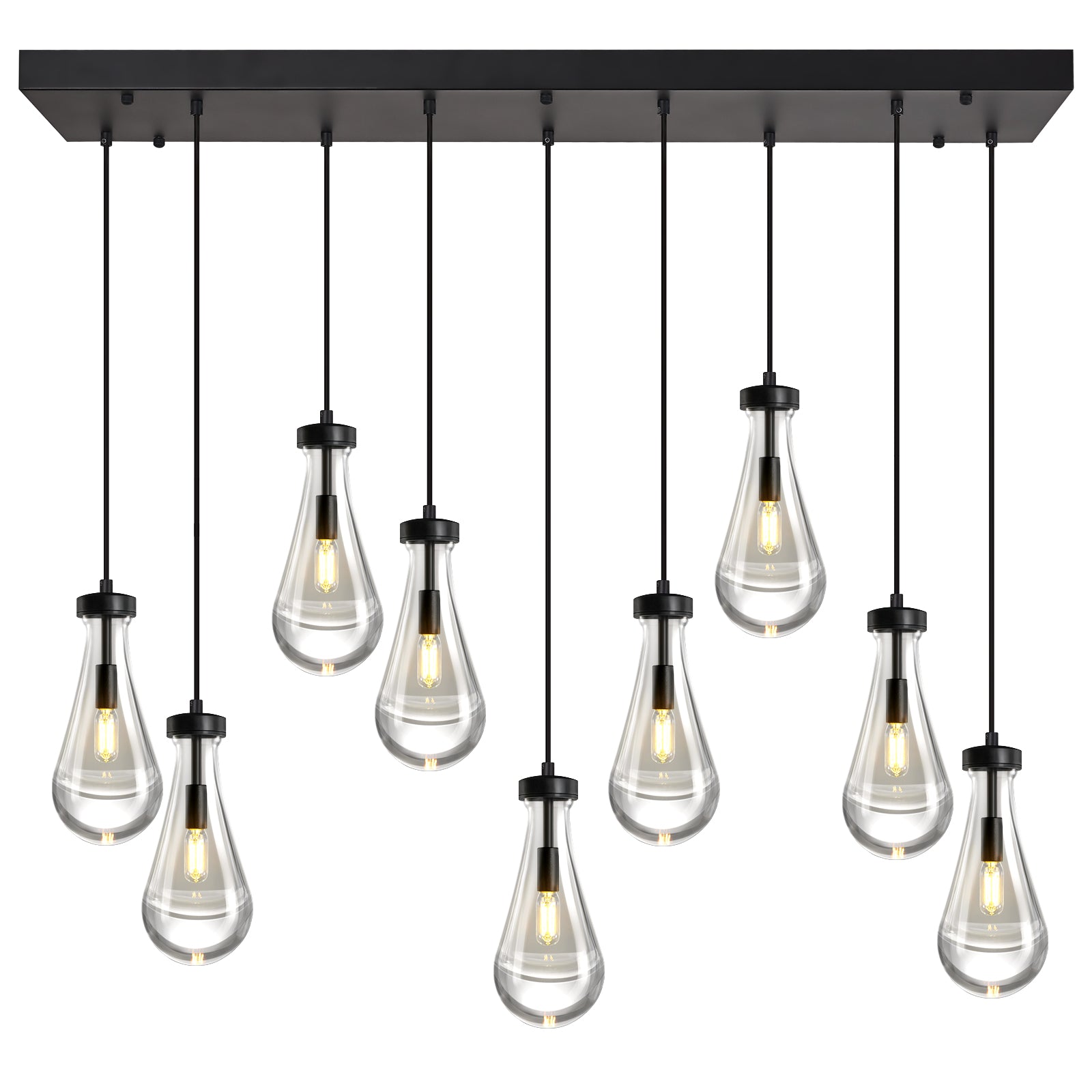 Raindrop Clear Solid Glass Adjustable Suspension Cord Pendant Light