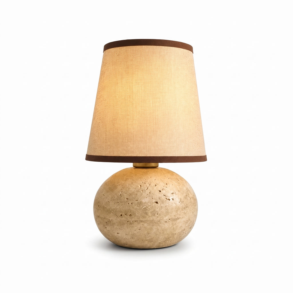 Wabi Sabi Spherical Travertine Table Lamp