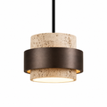 Modern Tiered Cylinder Travertine Pendant Light