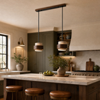 Modern Tiered Cylinder Travertine Pendant Light