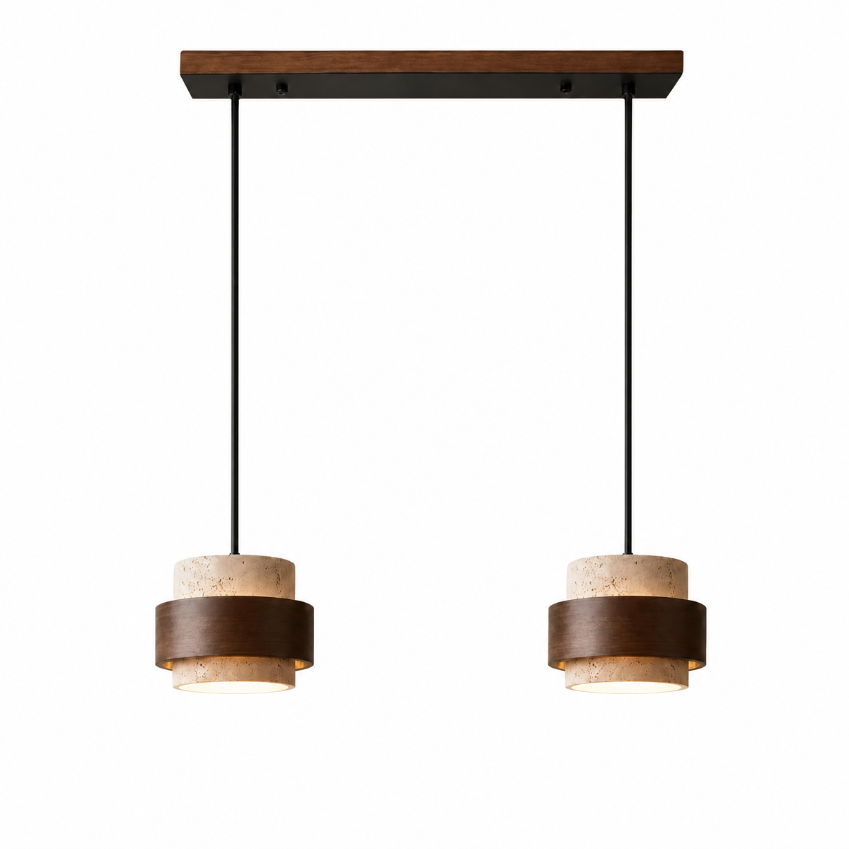 Modern Tiered Cylinder Travertine Pendant Light
