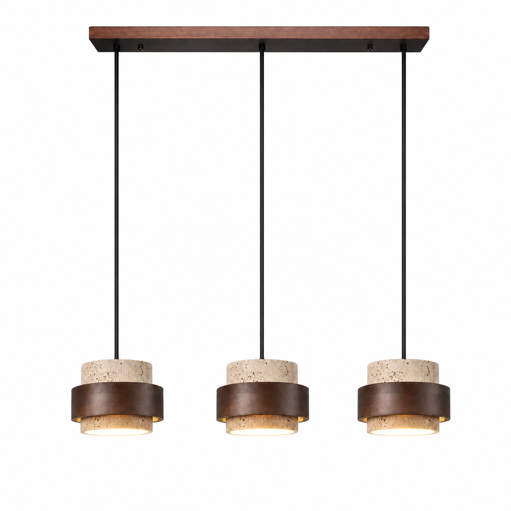 Modern Tiered Cylinder Travertine Pendant Light