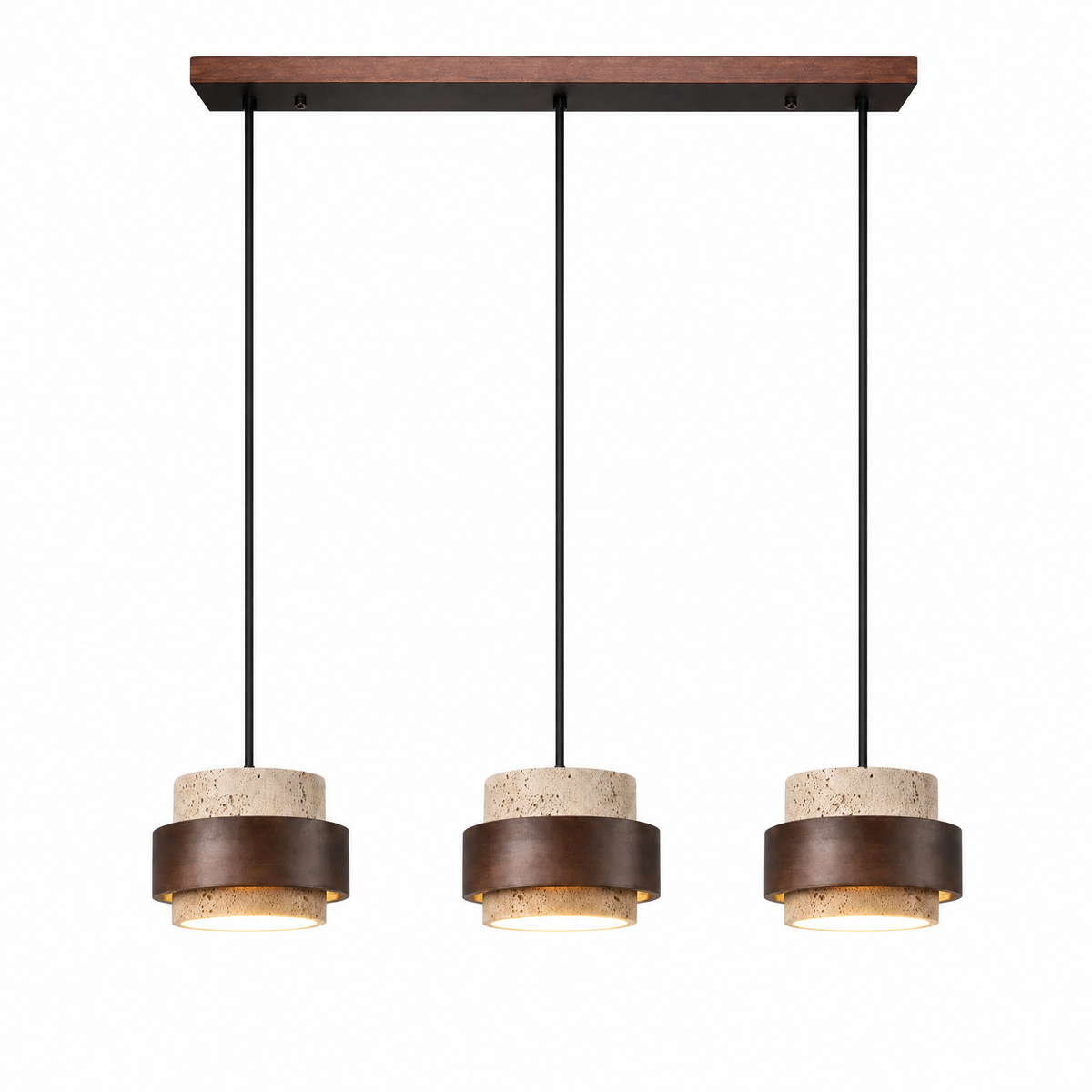 Modern Tiered Cylinder Travertine Pendant Light