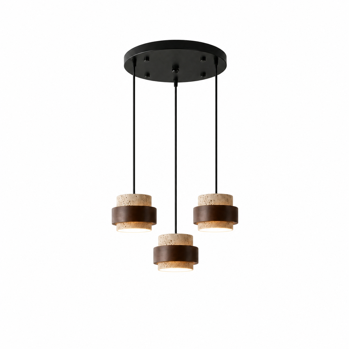 Modern Tiered Cylinder Travertine Pendant Light